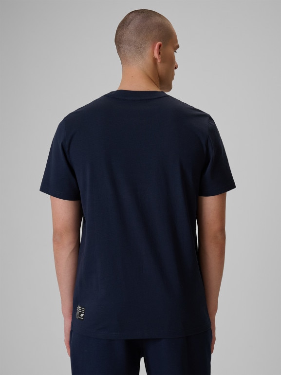 Męski t-shirt z nadrukiem 4F 4FRSS26TTSHM3802 - granatowy