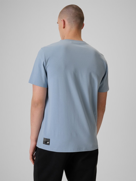 Męski t-shirt z nadrukiem 4F 4FRSS26TTSHM3803 - niebieski