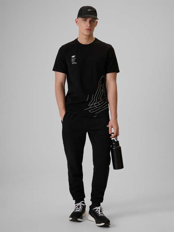 Męski t-shirt z nadrukiem 4F 4FRSS26TTSHM3809 - czarny