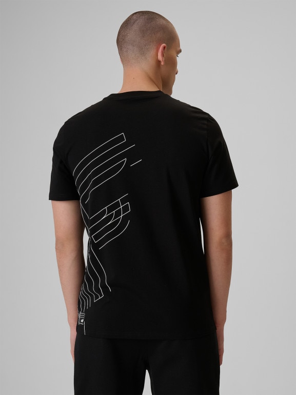 Męski t-shirt z nadrukiem 4F 4FRSS26TTSHM3809 - czarny