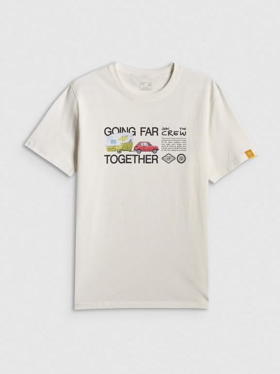 Męski t-shirt z nadrukiem 4F 4FRSS26TTSHM3810 - biały