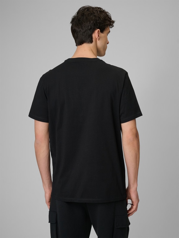 Męski t-shirt z nadrukiem 4F 4FRSS26TTSHM3810 - czarny