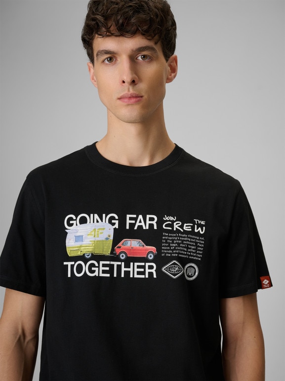 Męski t-shirt z nadrukiem 4F 4FRSS26TTSHM3810 - czarny