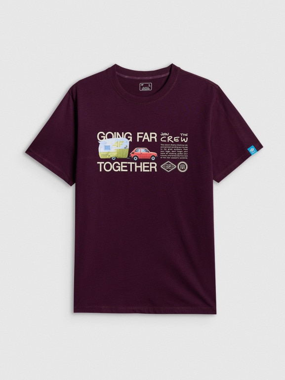 Męski t-shirt z nadrukiem 4F 4FRSS26TTSHM3810 - fioletowy