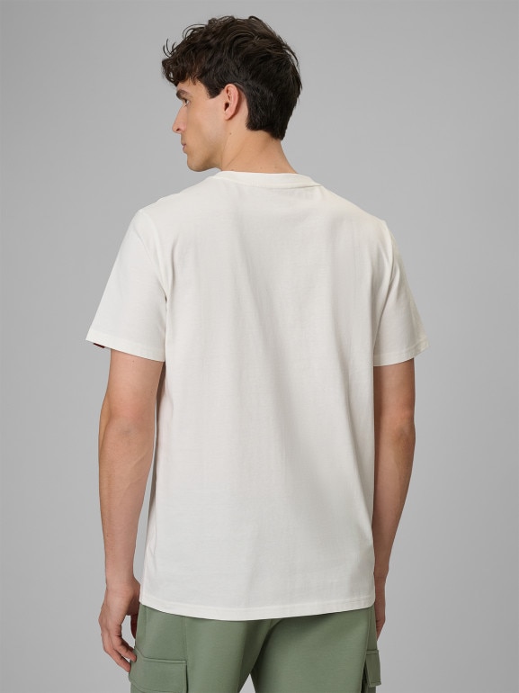 Męski t-shirt z nadrukiem 4F 4FRSS26TTSHM3811 - biały
