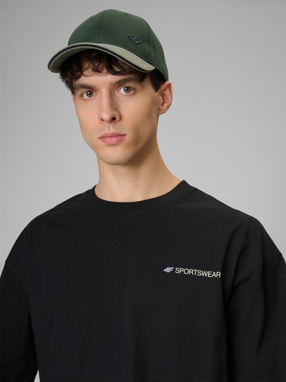 Męski t-shirt z nadrukiem 4F 4FRSS26TTSHM3813 - czarny
