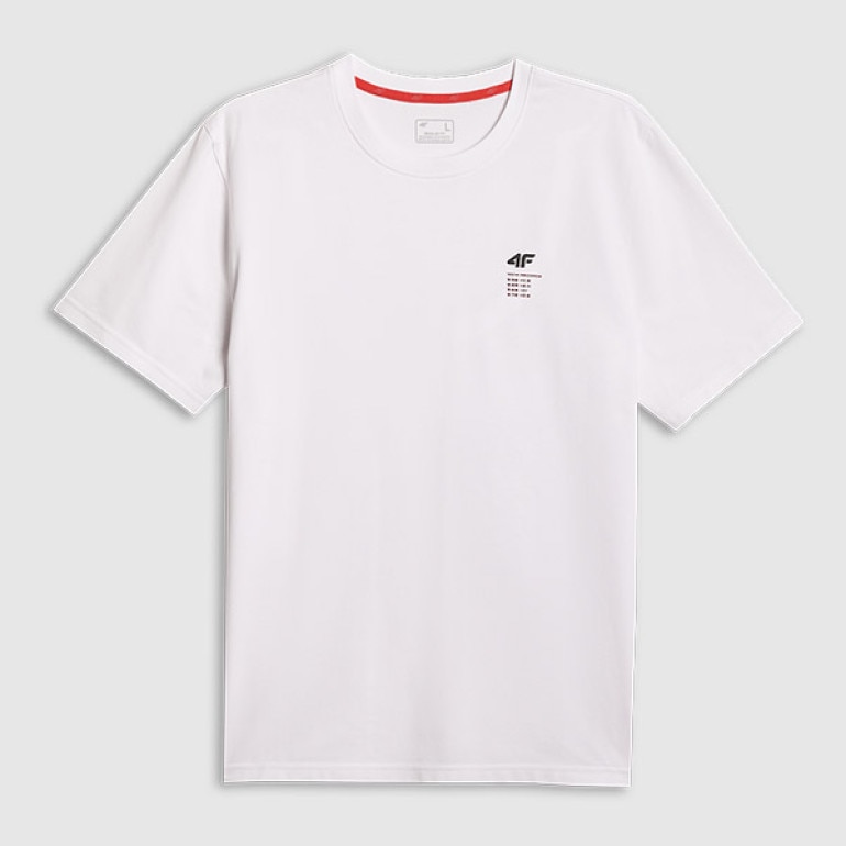 Męski t-shirt z nadrukiem 4F 4FRSS26TTSHM3818 - biały