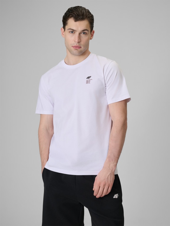 Męski t-shirt z nadrukiem 4F 4FRSS26TTSHM3818 - biały