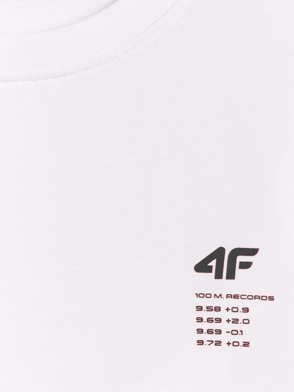 Męski t-shirt z nadrukiem 4F 4FRSS26TTSHM3818 - biały