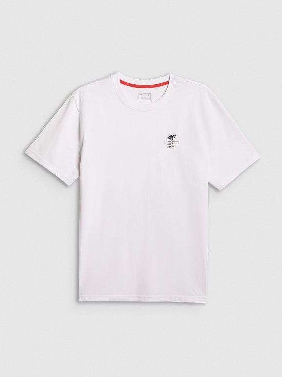 Męski t-shirt z nadrukiem 4F 4FRSS26TTSHM3818 - biały