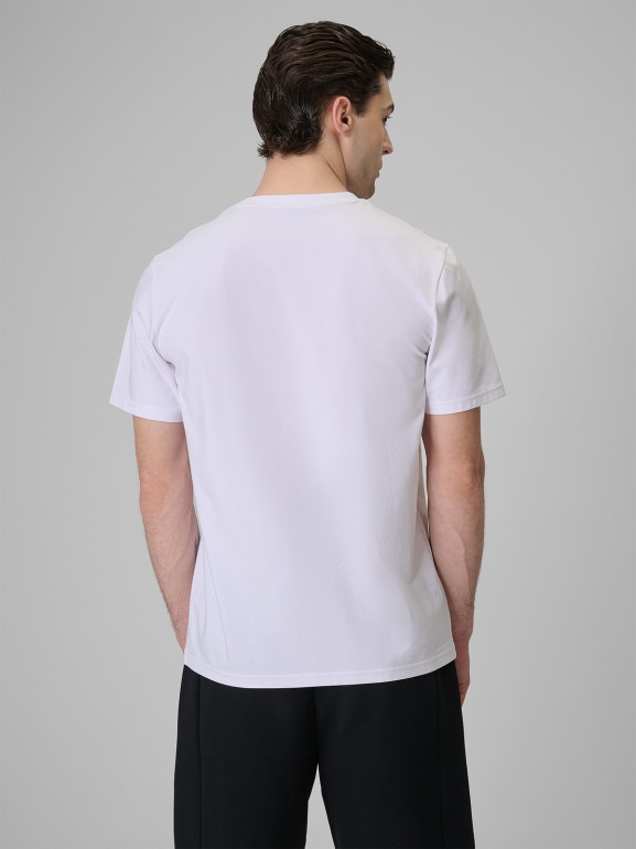 Męski t-shirt z nadrukiem 4F 4FRSS26TTSHM3818 - biały