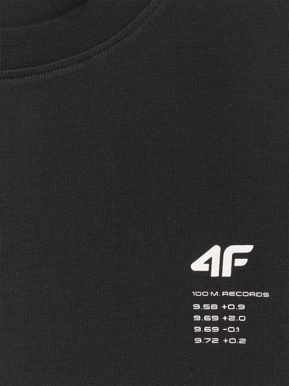 Męski t-shirt z nadrukiem 4F 4FRSS26TTSHM3818 - czarny
