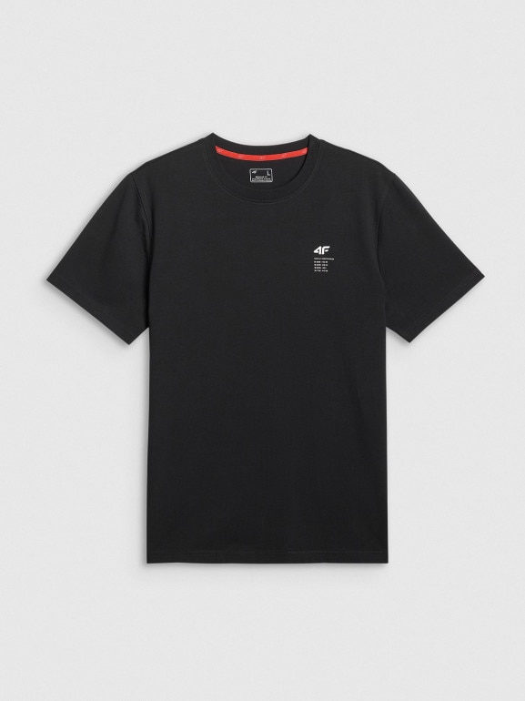 Męski t-shirt z nadrukiem 4F 4FRSS26TTSHM3818 - czarny