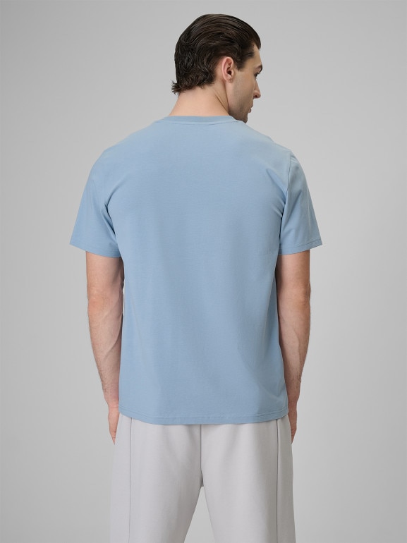 Męski t-shirt z nadrukiem 4F 4FRSS26TTSHM3818 - niebieski