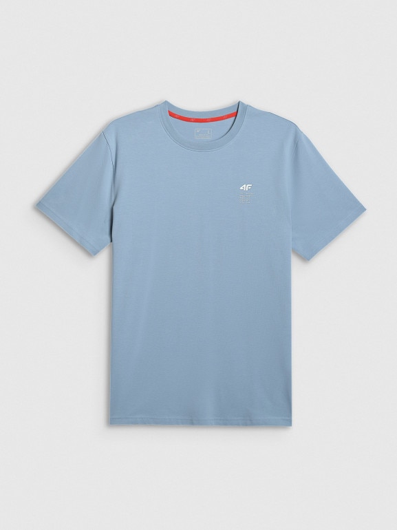 Męski t-shirt z nadrukiem 4F 4FRSS26TTSHM3818 - niebieski