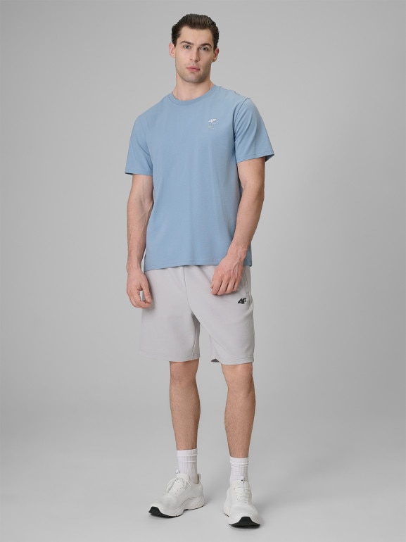 Męski t-shirt z nadrukiem 4F 4FRSS26TTSHM3818 - niebieski
