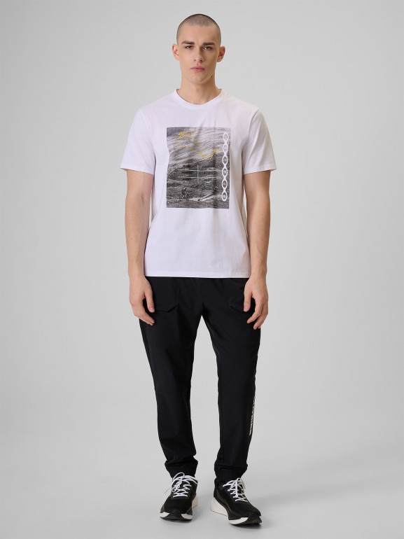 Męski t-shirt z nadrukiem 4F 4FRSS26TTSHM3876 - biały