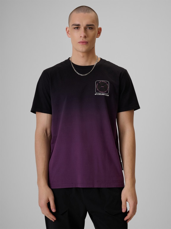 Męski t-shirt z nadrukiem 4F 4FRSS26TTSHM3877 - czarny