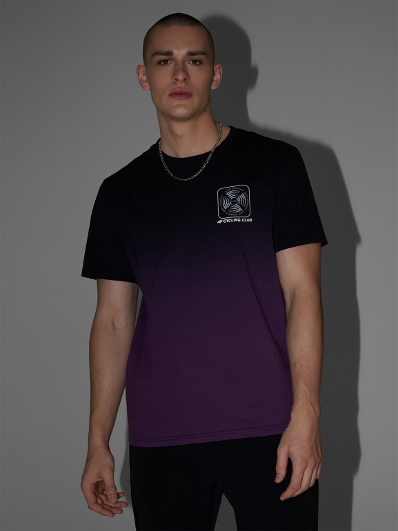 Męski t-shirt z nadrukiem 4F 4FRSS26TTSHM3877 - czarny