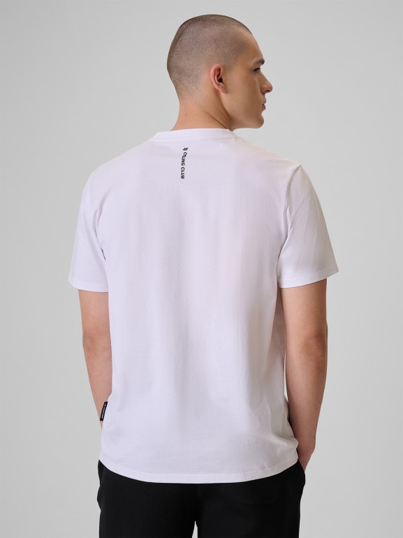 Męski t-shirt z nadrukiem 4F 4FRSS26TTSHM3878 - biały