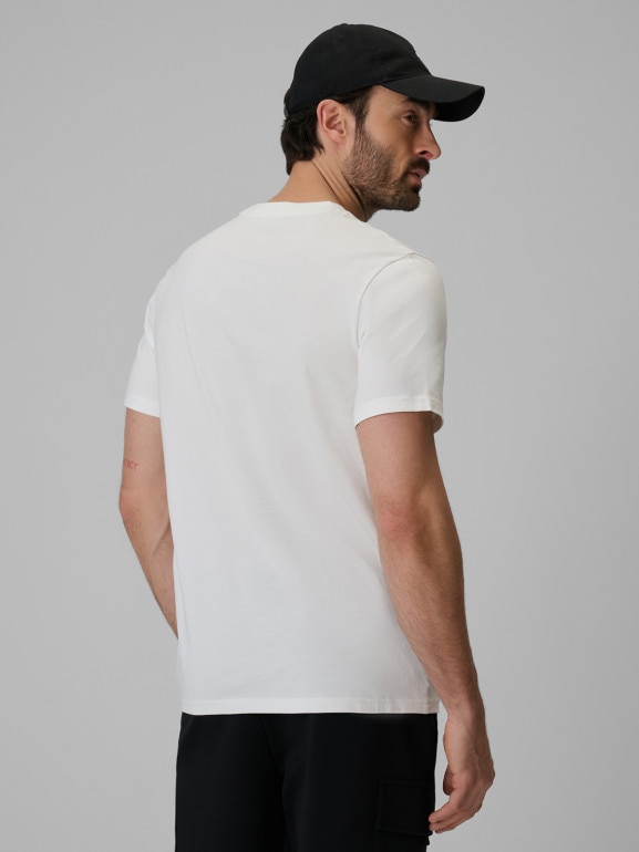 Męski t-shirt bez nadruku 4F 4FRSS26TTSHM3973 - biały