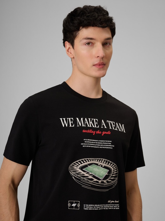 Męski t-shirt z nadrukiem 4F 4FRSS26TTSHM3976 - czarny
