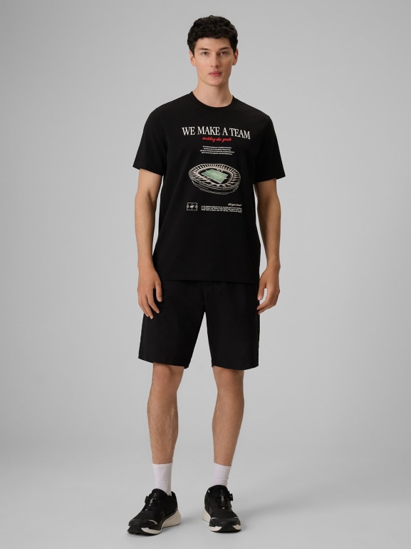 Męski t-shirt z nadrukiem 4F 4FRSS26TTSHM3976 - czarny