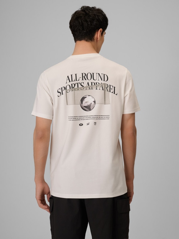 Męski t-shirt z nadrukiem 4F 4FRSS26TTSHM3977 - biały