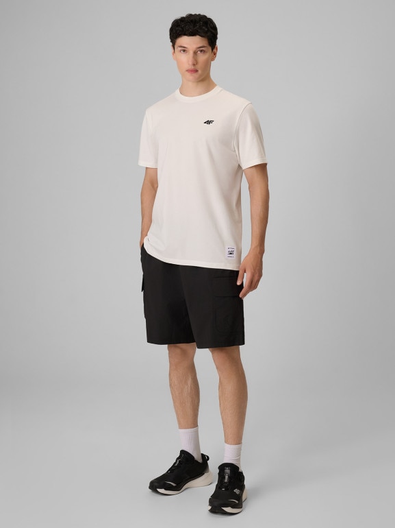 Męski t-shirt z nadrukiem 4F 4FRSS26TTSHM3977 - biały