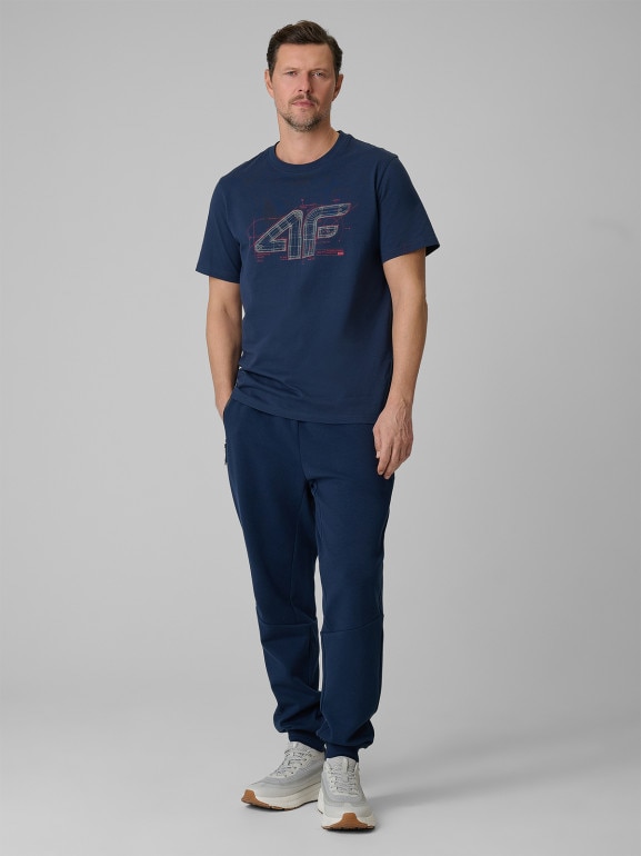 Męski t-shirt z nadrukiem 4F 4FRSS26TTSHM3989 - granatowy