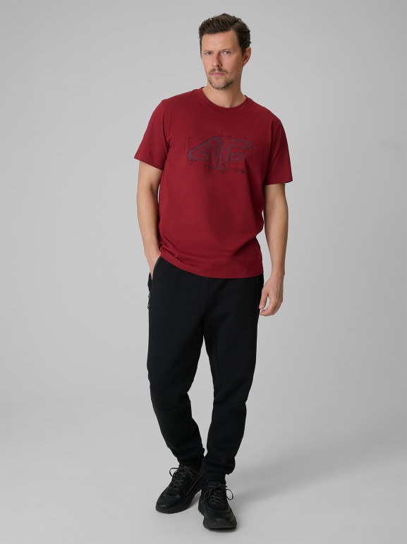 Męski t-shirt z nadrukiem 4F 4FRSS26TTSHM3989 - czerwony