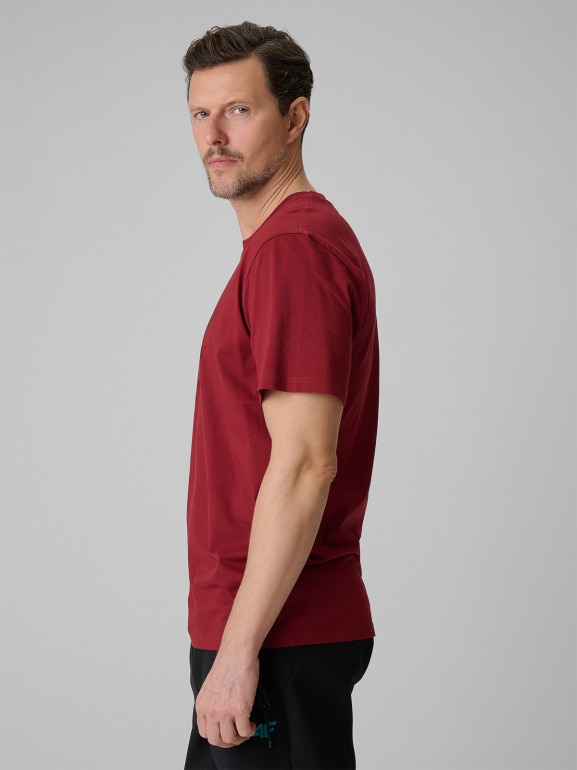 Męski t-shirt z nadrukiem 4F 4FRSS26TTSHM3989 - czerwony