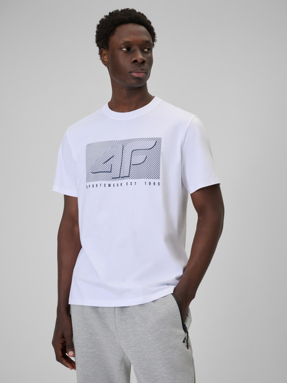 Męski t-shirt z nadrukiem 4F 4FRSS26TTSHM3991 - biały