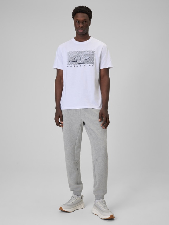 Męski t-shirt z nadrukiem 4F 4FRSS26TTSHM3991 - biały