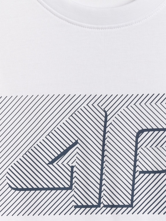 Męski t-shirt z nadrukiem 4F 4FRSS26TTSHM3991 - biały
