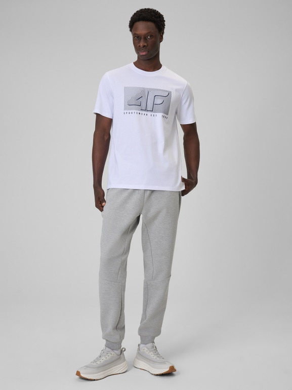 Męski t-shirt z nadrukiem 4F 4FRSS26TTSHM3991 - biały