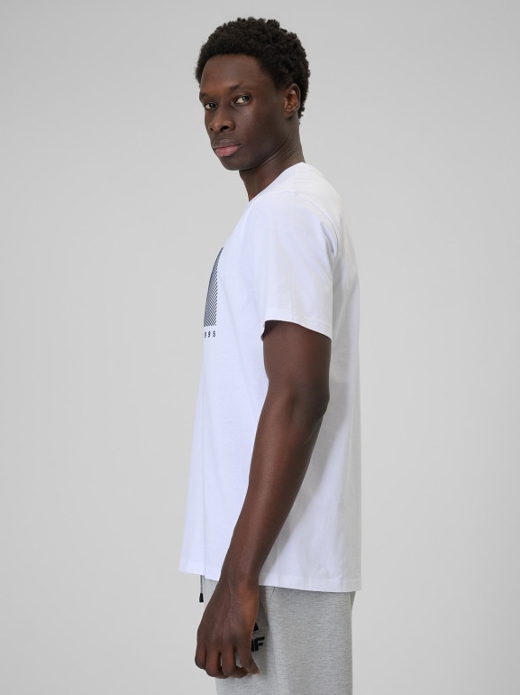 Męski t-shirt z nadrukiem 4F 4FRSS26TTSHM3991 - biały