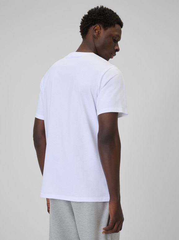 Męski t-shirt z nadrukiem 4F 4FRSS26TTSHM3991 - biały
