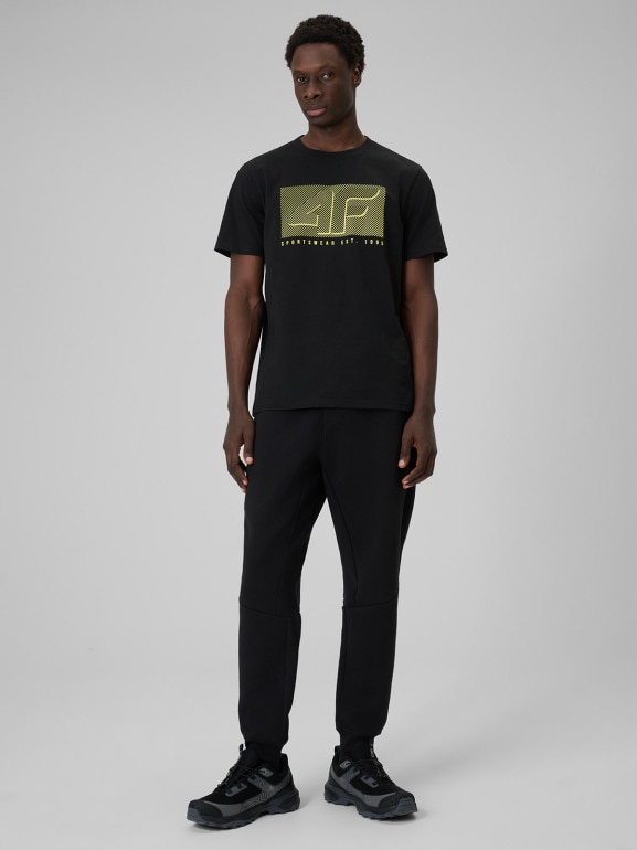 Męski t-shirt z nadrukiem 4F 4FRSS26TTSHM3991 - czarny