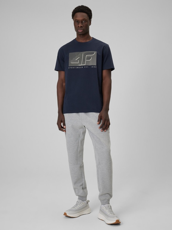 Męski t-shirt z nadrukiem 4F 4FRSS26TTSHM3991 - granatowy