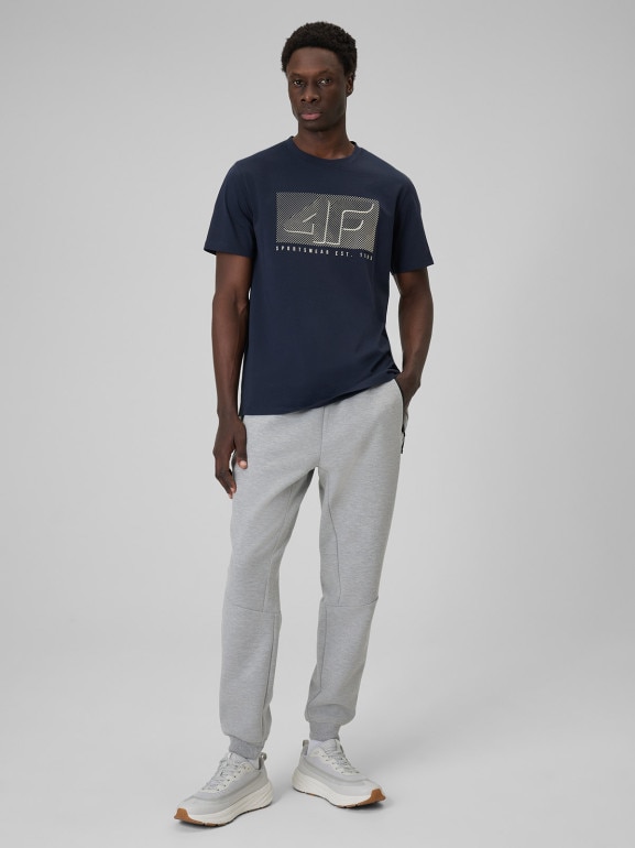 Męski t-shirt z nadrukiem 4F 4FRSS26TTSHM3991 - granatowy