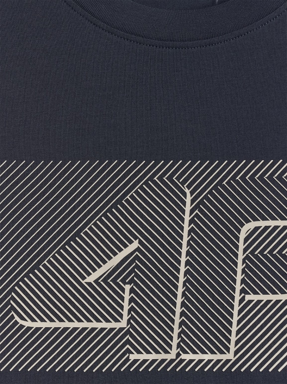 Męski t-shirt z nadrukiem 4F 4FRSS26TTSHM3991 - granatowy