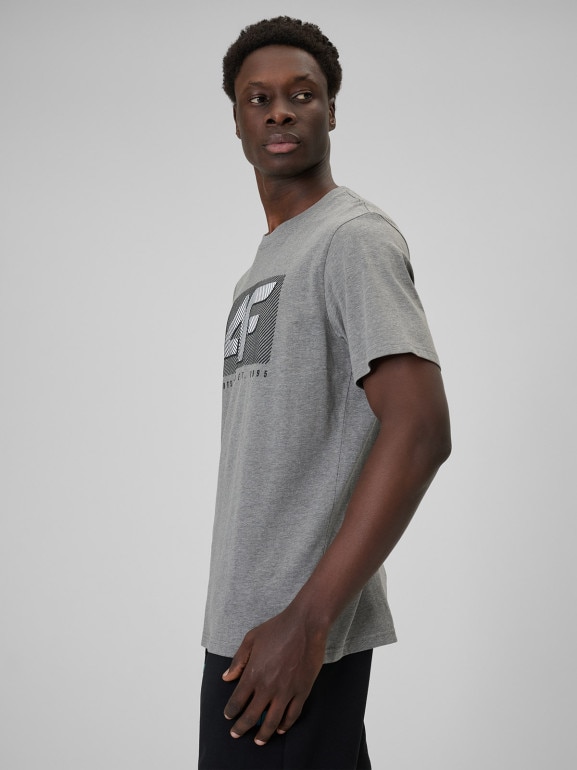 Męski t-shirt z nadrukiem 4F 4FRSS26TTSHM3991 - szary