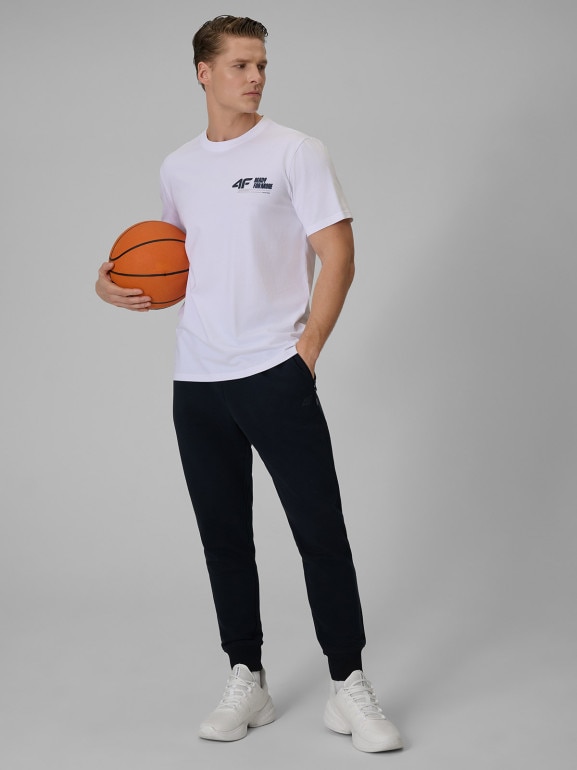 Męski t-shirt z nadrukiem 4F 4FRSS26TTSHM3992 - biały
