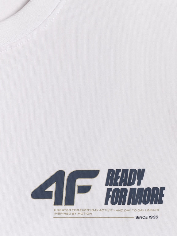 Męski t-shirt z nadrukiem 4F 4FRSS26TTSHM3992 - biały