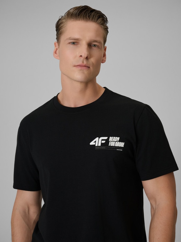 Męski t-shirt z nadrukiem 4F 4FRSS26TTSHM3992 - czarny