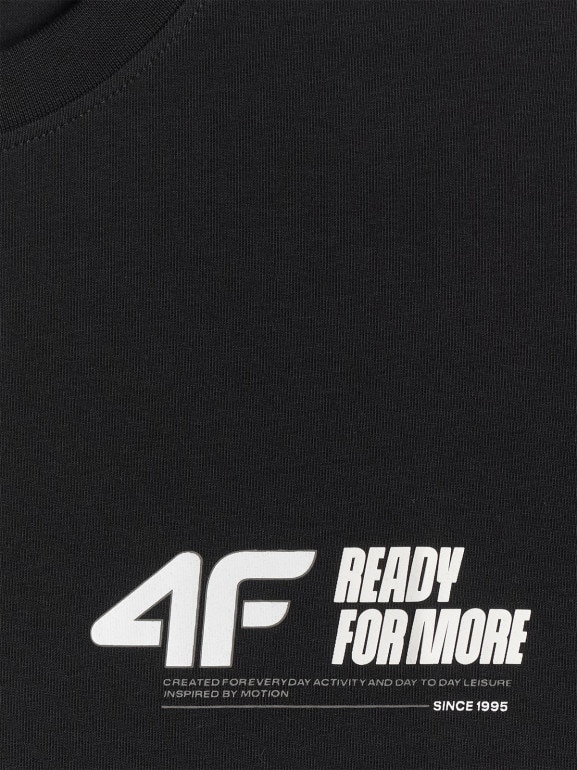 Męski t-shirt z nadrukiem 4F 4FRSS26TTSHM3992 - czarny