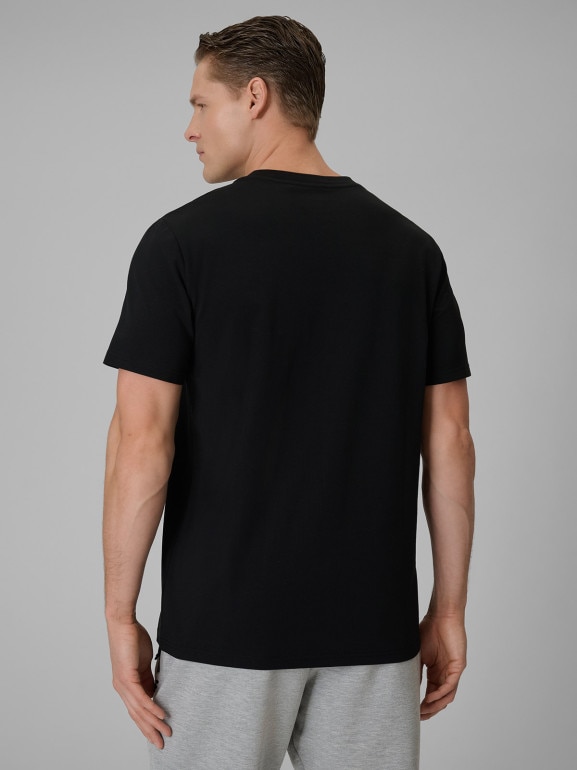 Męski t-shirt z nadrukiem 4F 4FRSS26TTSHM3992 - czarny