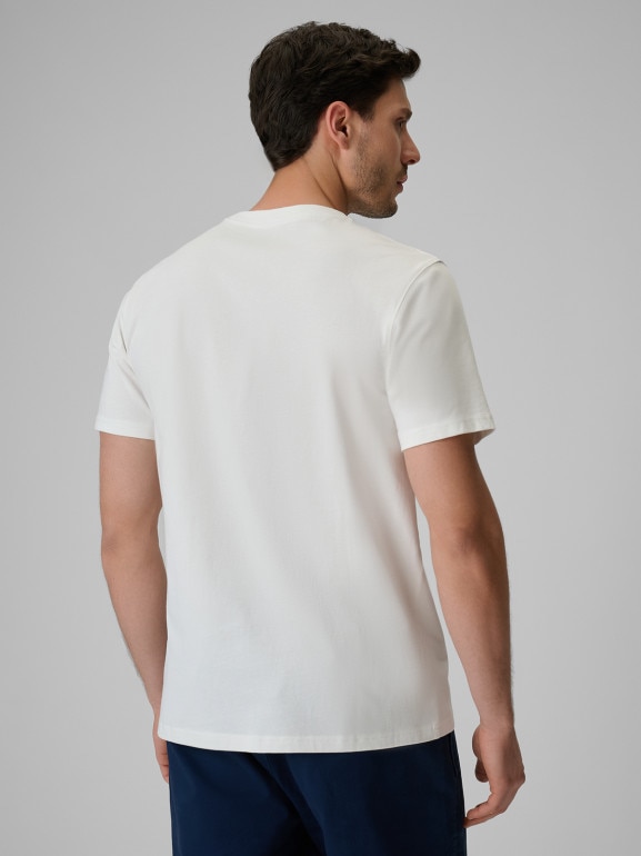 Męski t-shirt z nadrukiem 4F 4FRSS26TTSHM3993 - biały