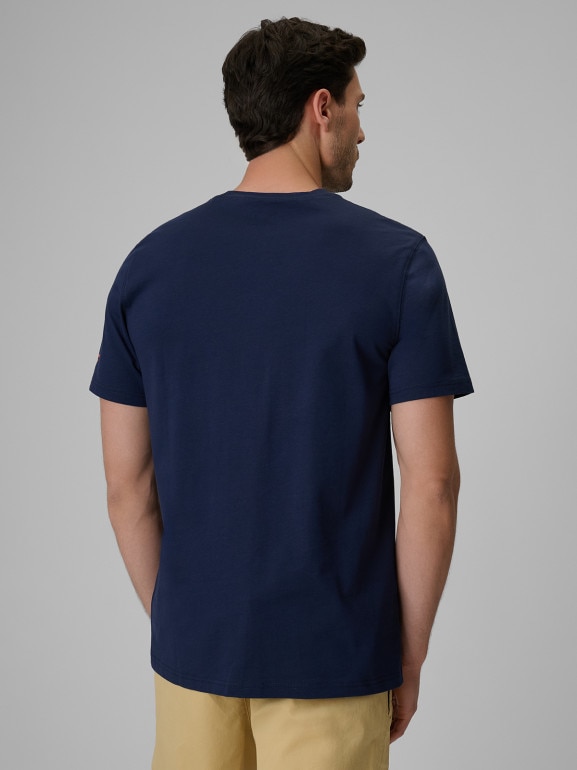 Męski t-shirt z nadrukiem 4F 4FRSS26TTSHM3993 - granatowy